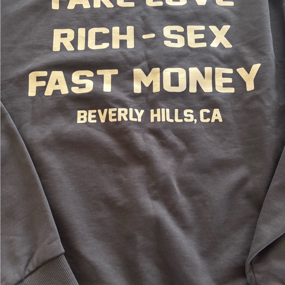 Gray Sweatshirt with Gold Text